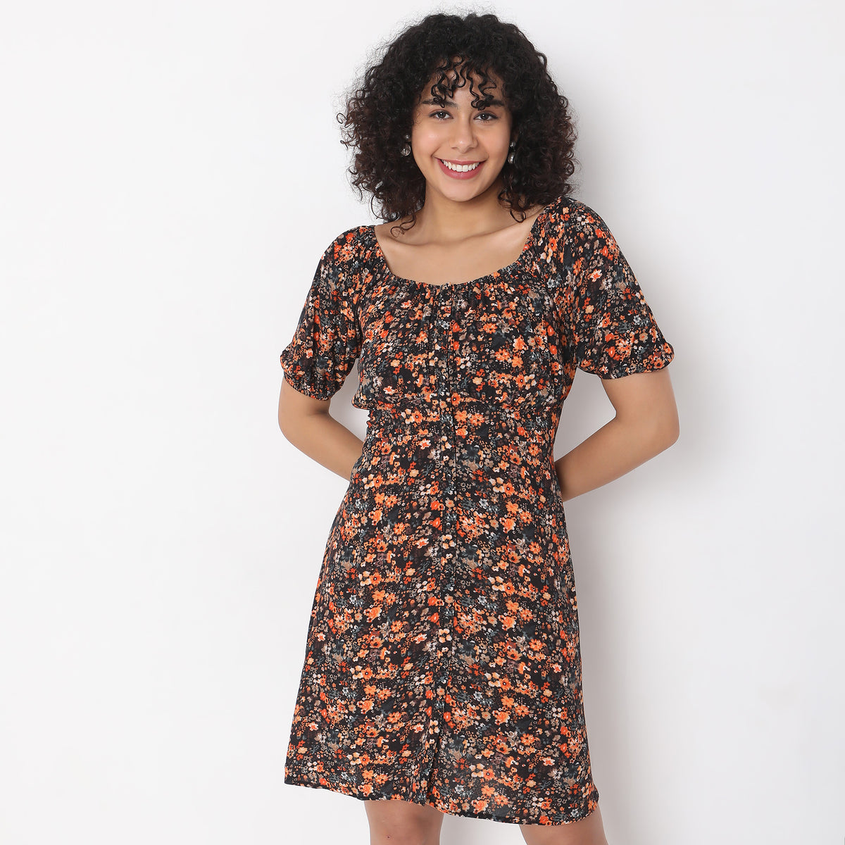 Regular Fit Floral Dress