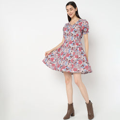 Flare Fit Floral Dress