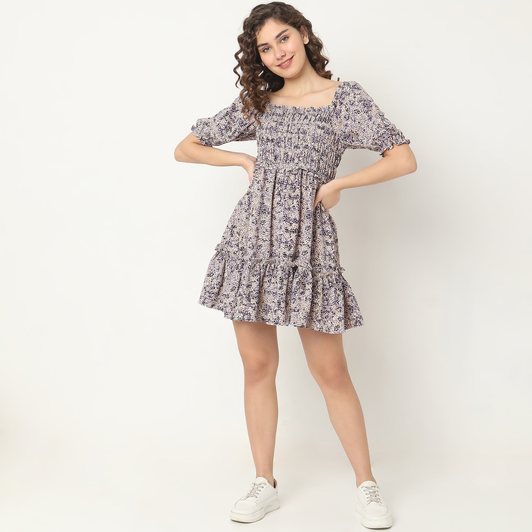 Exclusive indigo printed designer one piece dress – Sujatra