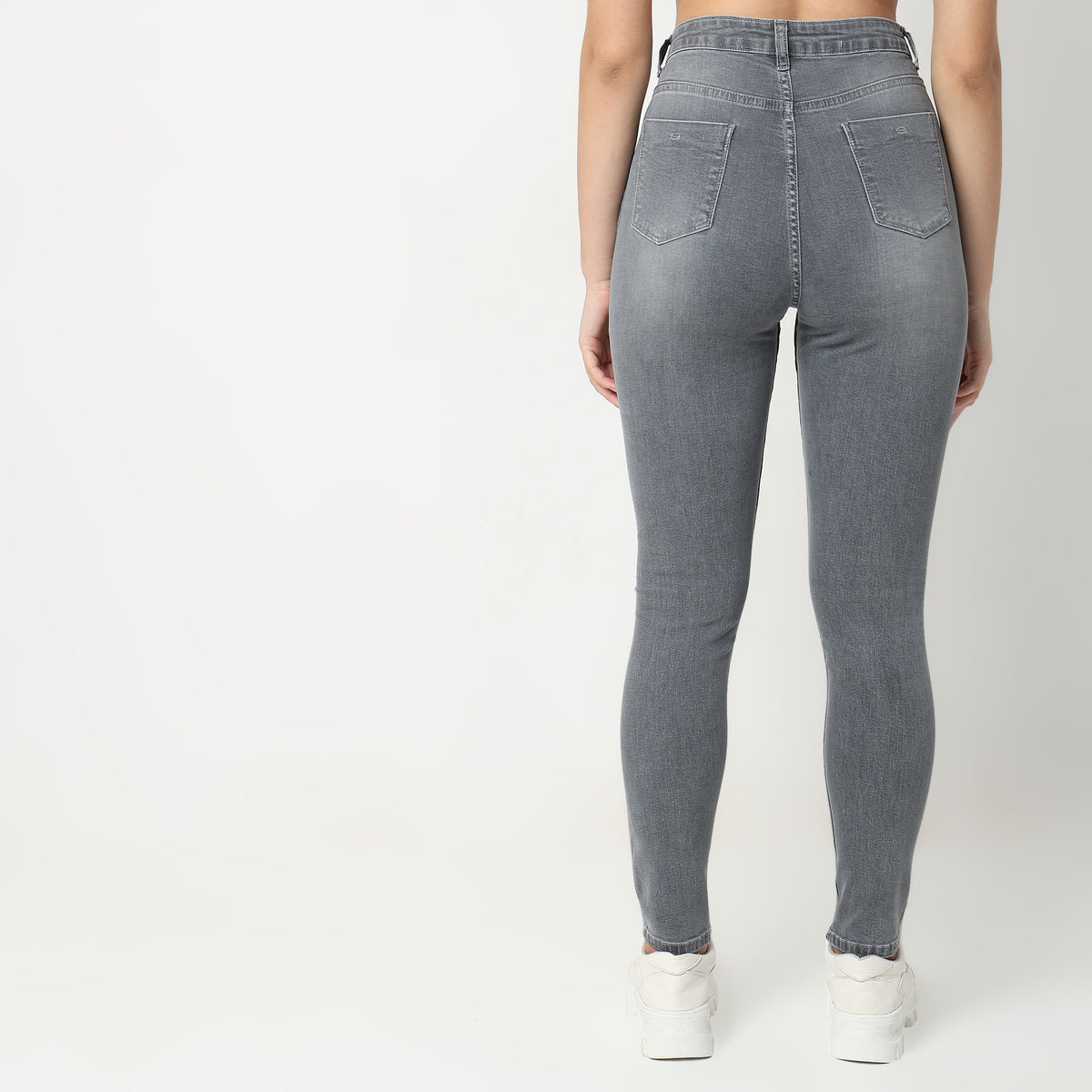 Skinny Fit Solid High Rise Jeans