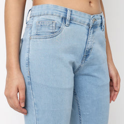 Skinny Fit Solid Mid Rise Jeans