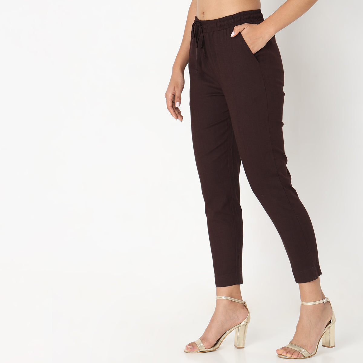 Slim Fit Solid Ethnic Pants