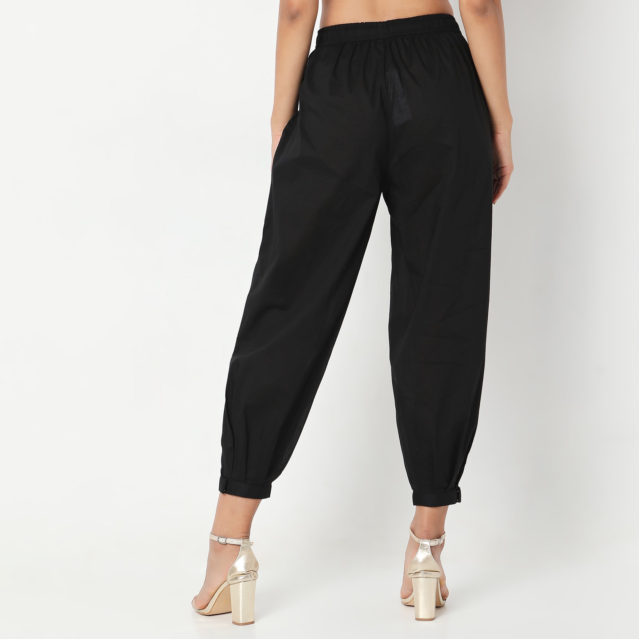 Relaxed Fit Solid High Rise Ethnic Pants