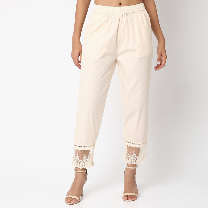 Straight Fit Solid Ethnic Pants