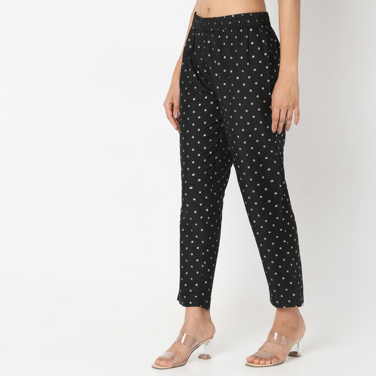 Straight Fit Printed Mid Rise Ethnic Pants