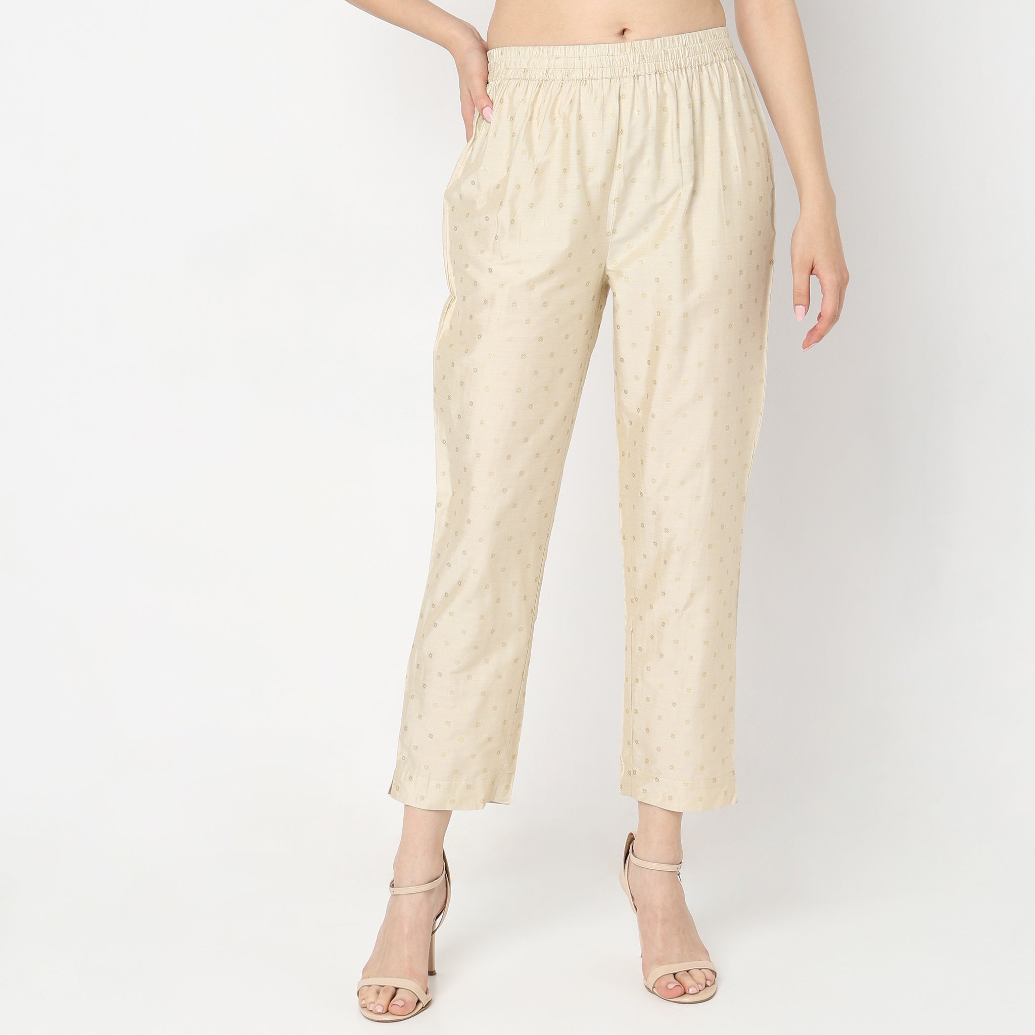 Straight Fit Printed Mid Rise Ethnic Pants