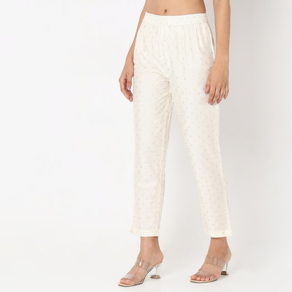 Straight Fit Printed Mid Rise Ethnic Pants