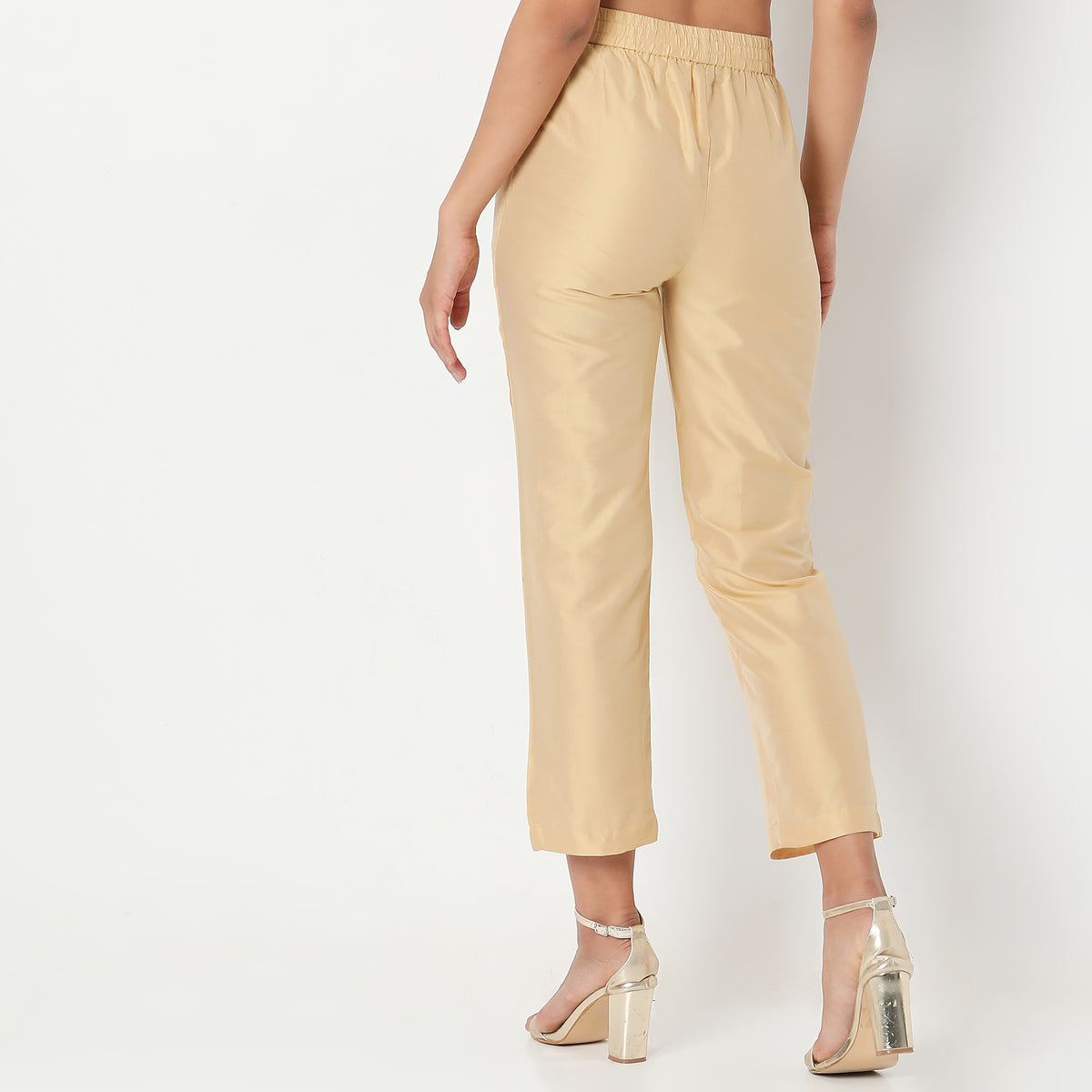 Straight Fit Solid Mid Rise Ethnic Pants