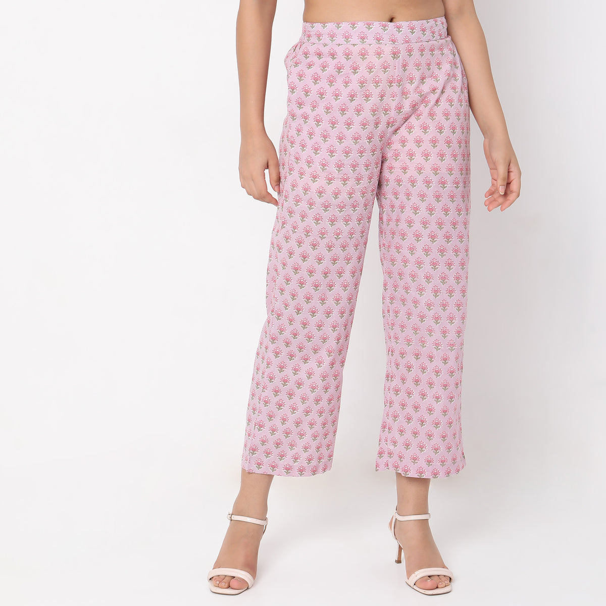 Straight Fit Printed Mid Rise Ethnic Pants