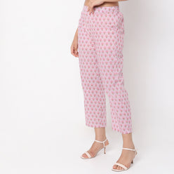 Straight Fit Printed Mid Rise Ethnic Pants