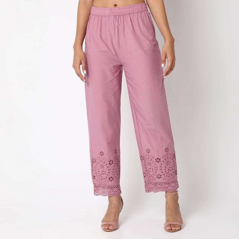 Regular Fit Embroidered Ethnic Pants