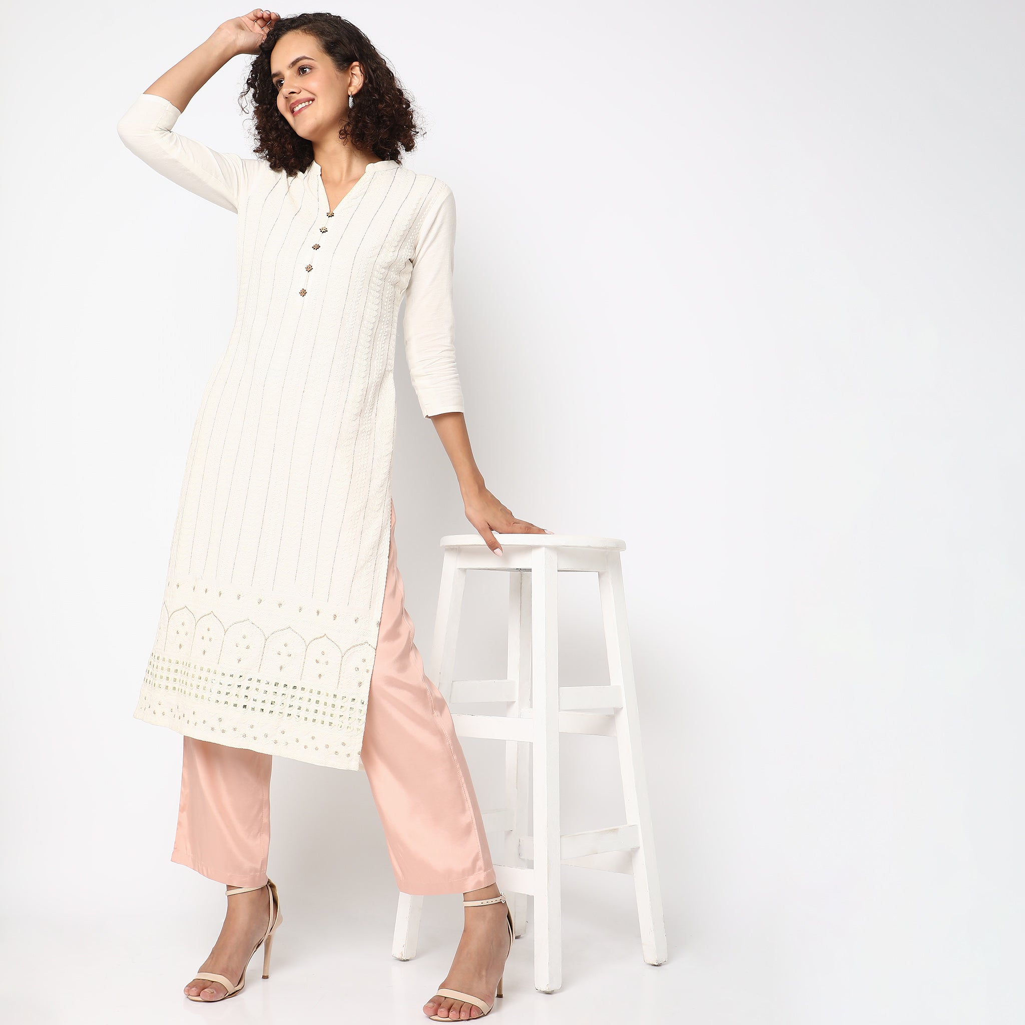 Buy online White Solid Straight Pant from Skirts, tapered pants & Palazzos  for Women by W for ₹620 at 56% off | 2024 Limeroad.com