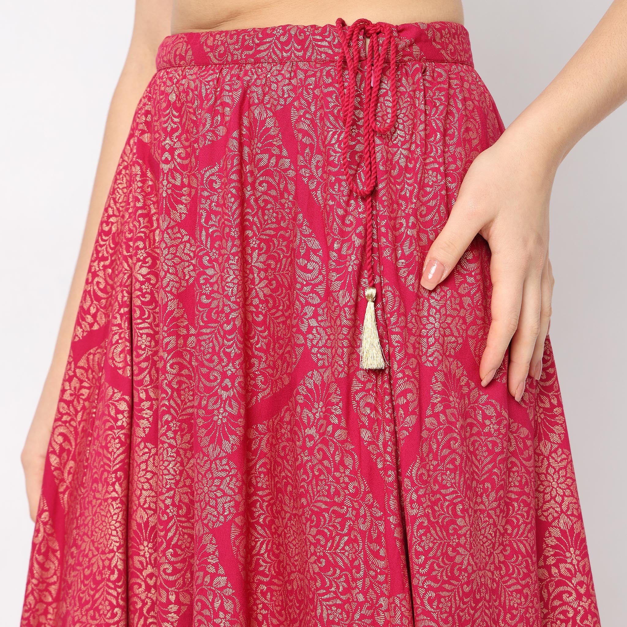 Flare Fit Printed Mid Rise Skirts