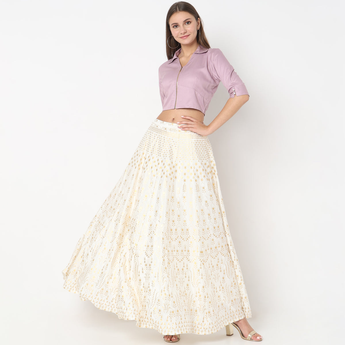 Flare Fit Printed Mid Rise Skirts