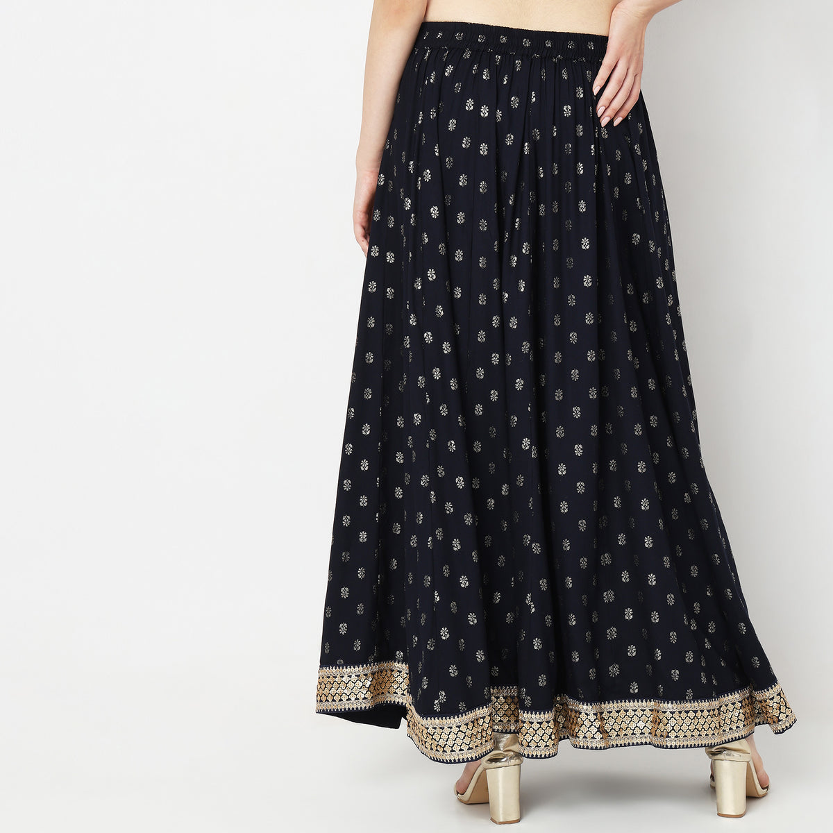 Flare Fit Printed Mid Rise Skirts