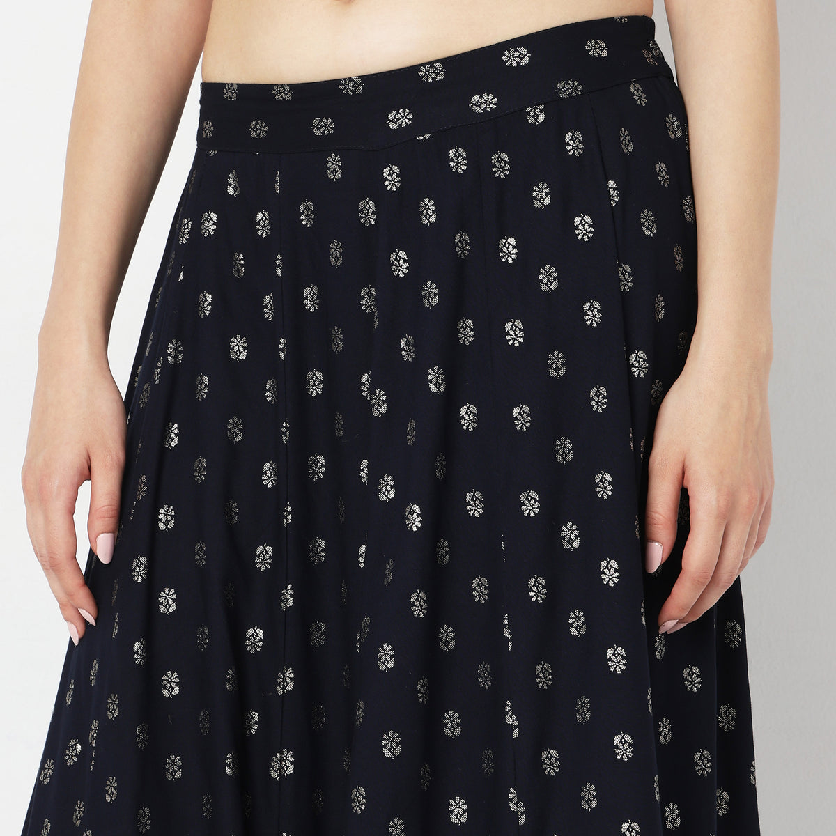 Flare Fit Printed Mid Rise Skirts