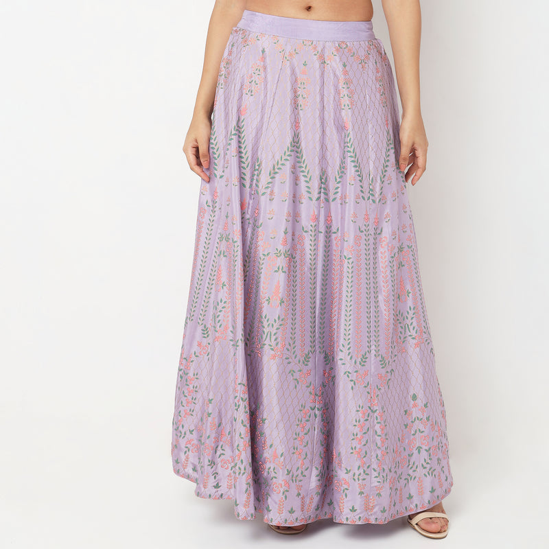 Flare Fit Printed Mid Rise Skirts