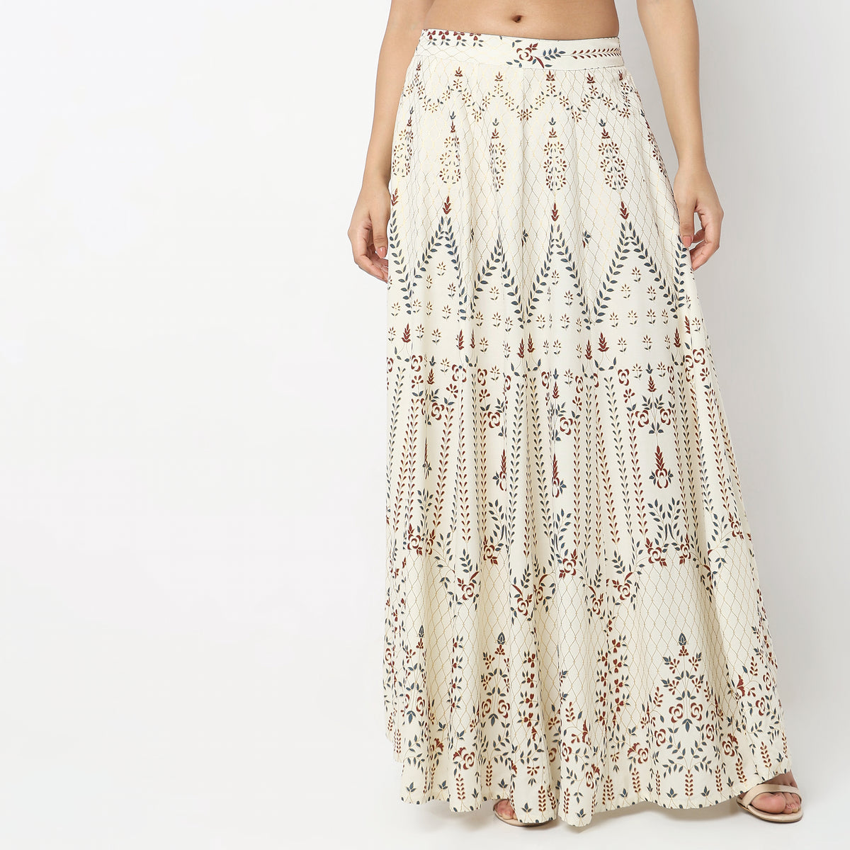 Flare Fit Printed Mid Rise Skirts