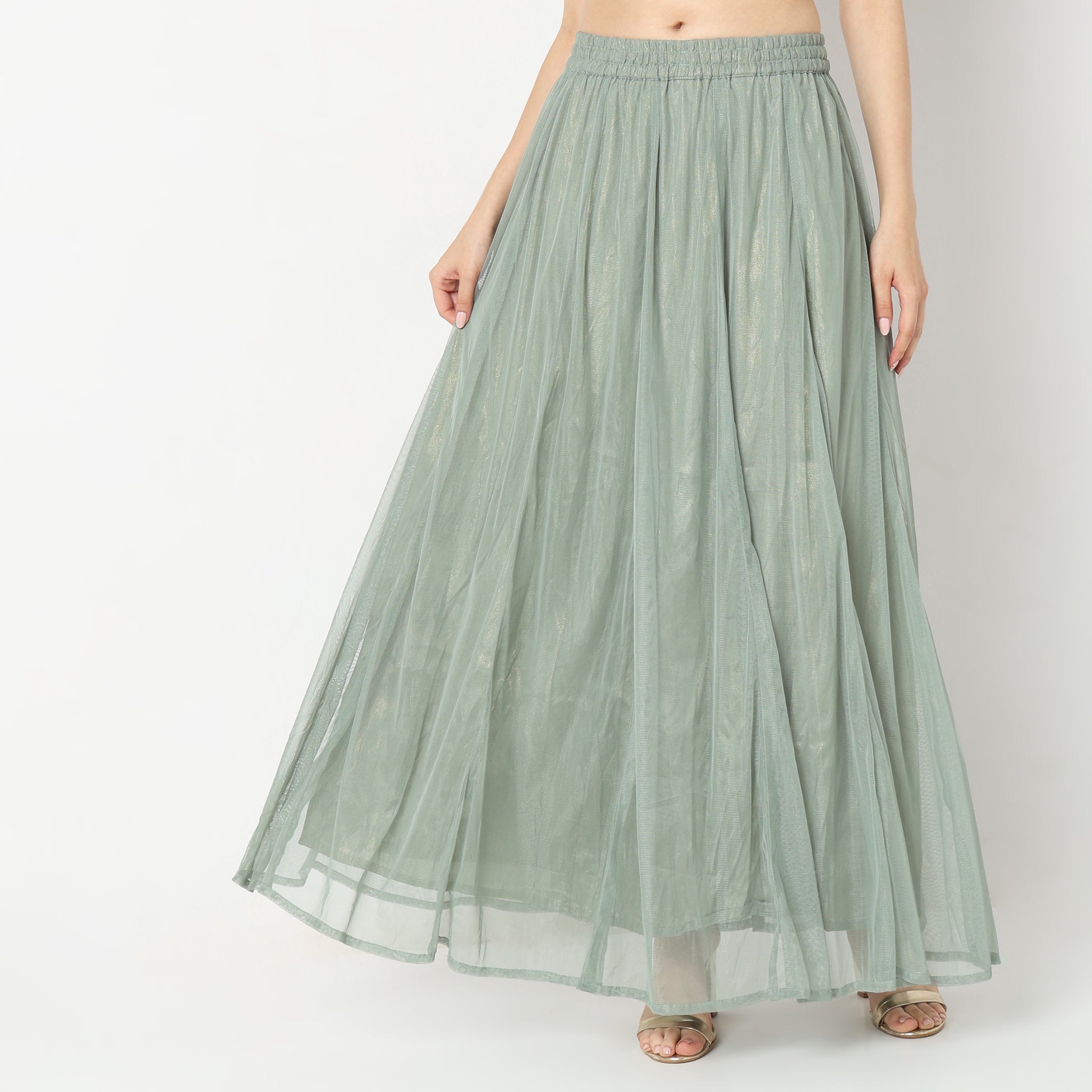 Flare Fit Solid High Rise Skirts