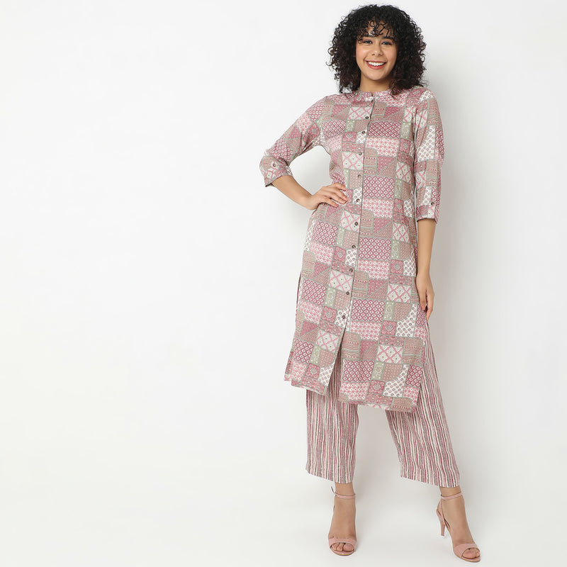 Regular Fit Printed Ethnic Sets