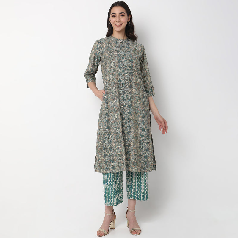 Regular Fit Printed Kurta Set