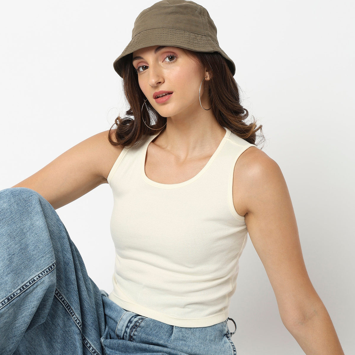 Women Wearing Regular Fit Solid T-Shirt