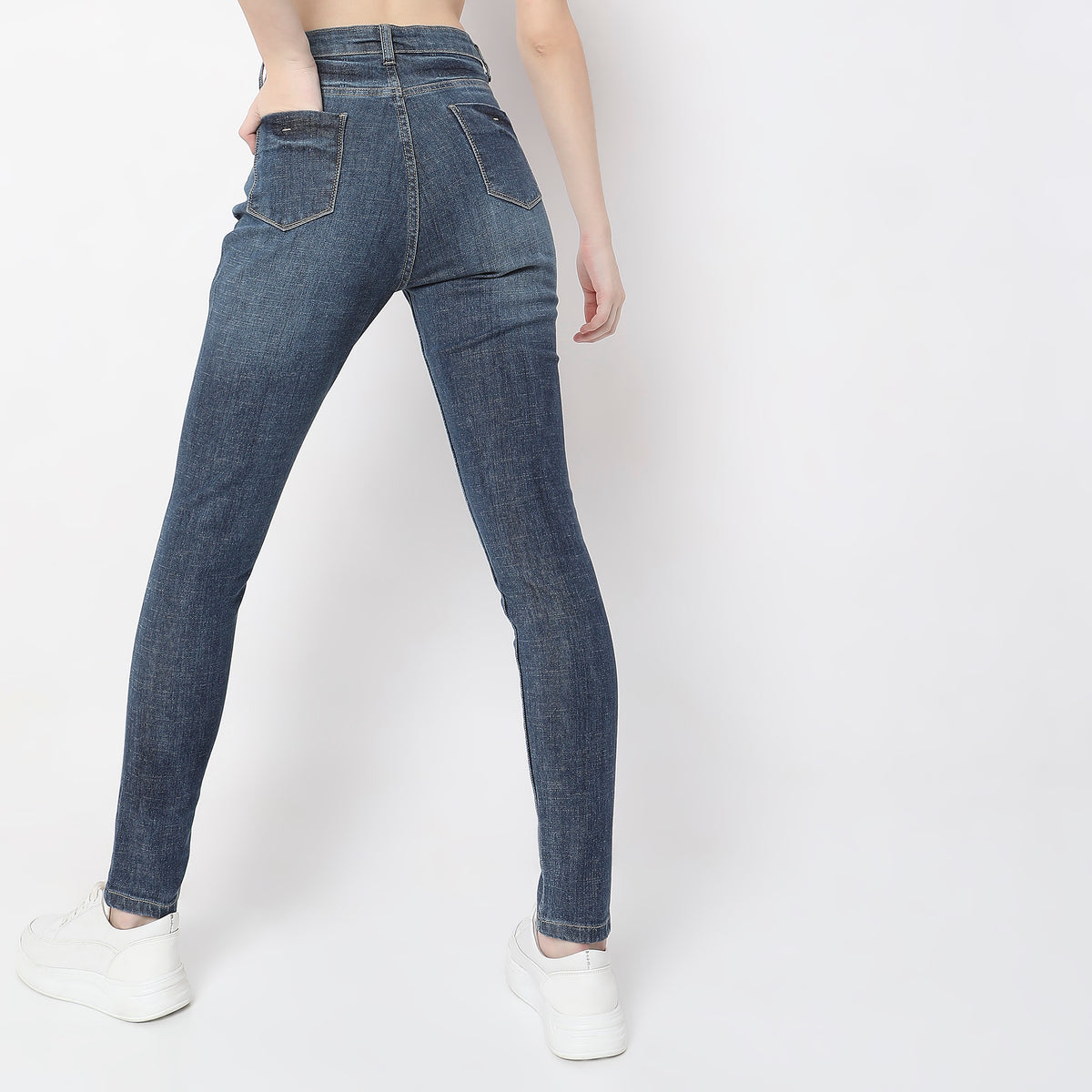 Skinny Fit Solid High Rise Jeans