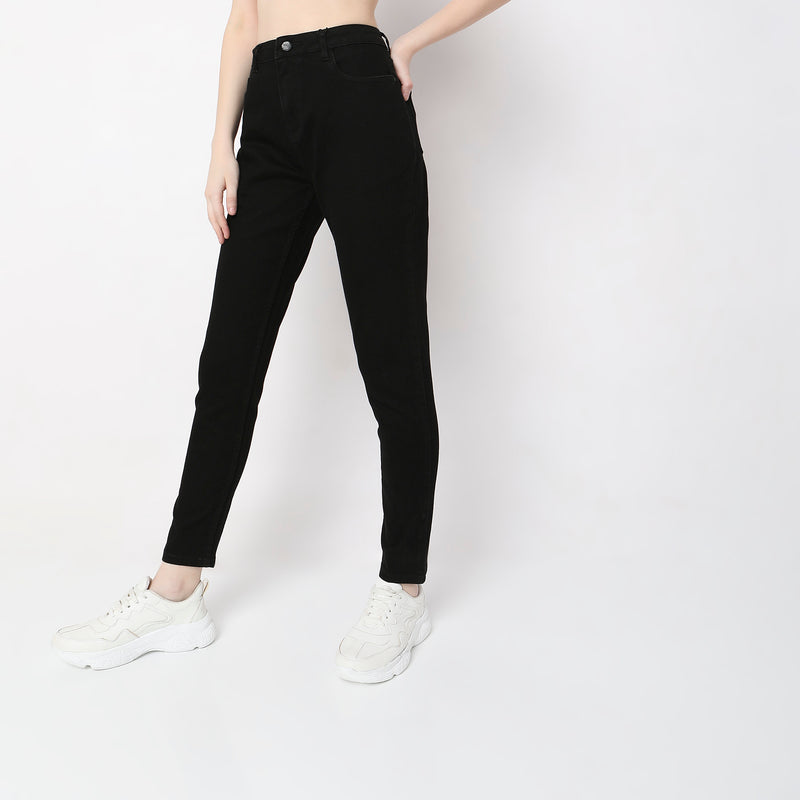 Skinny Fit Solid High Rise Jeans