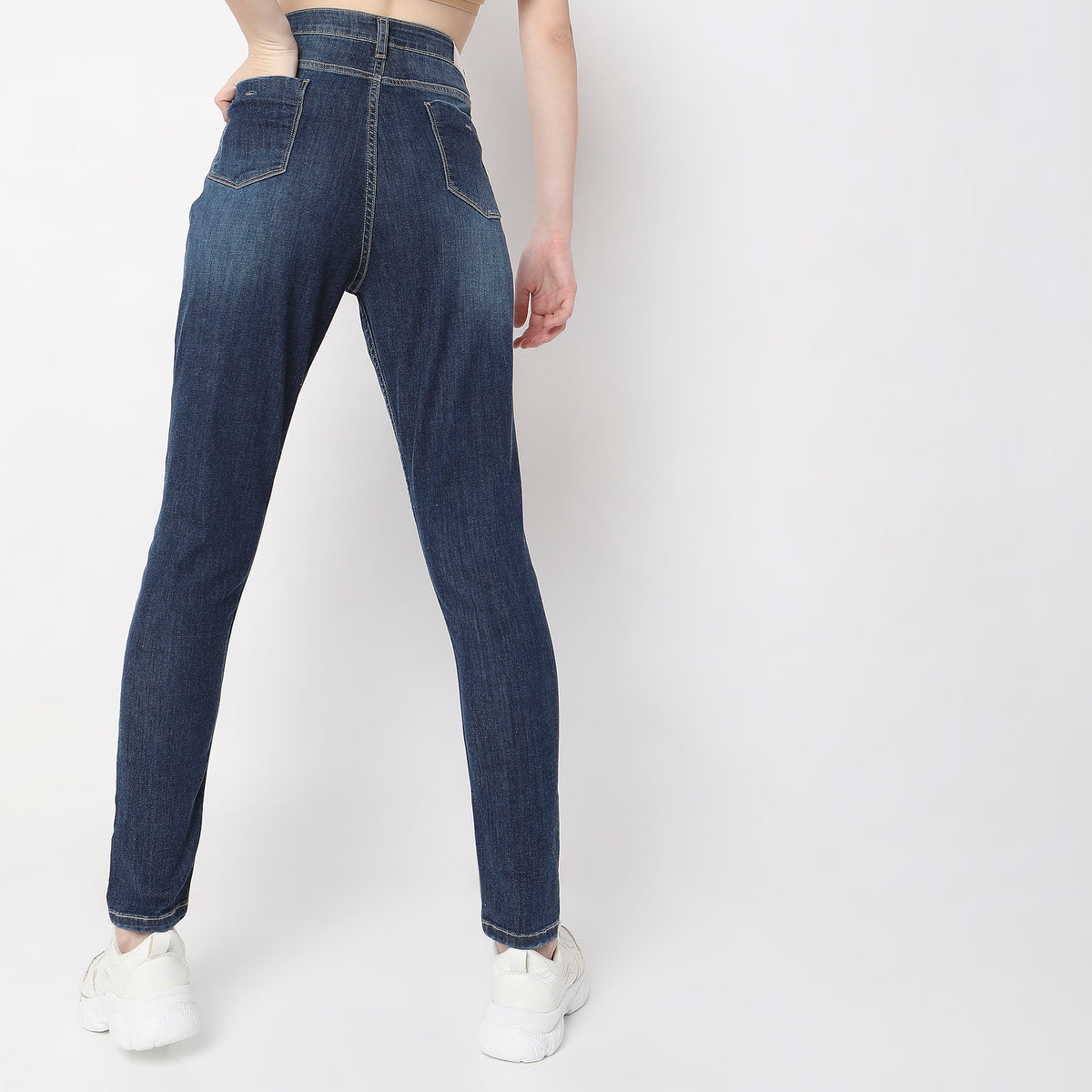 Skinny Fit Solid High Rise Jeans