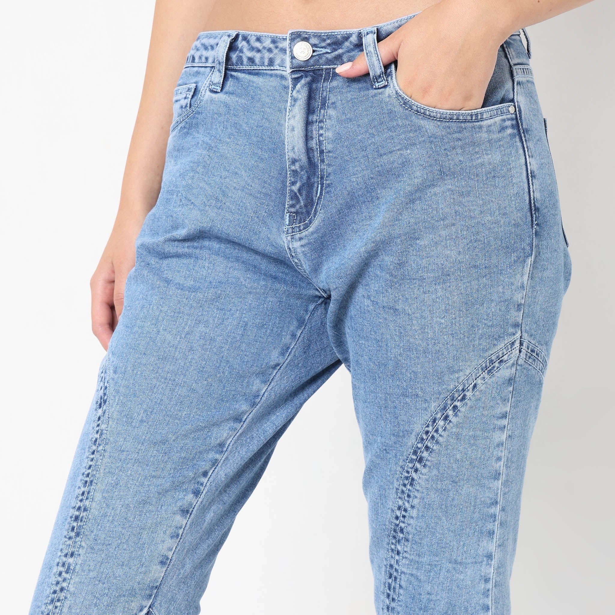 Slim Fit Solid High Rise Jeans