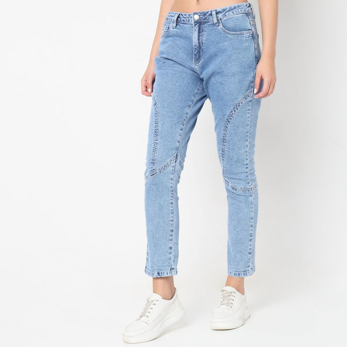 Slim Fit Solid High Rise Jeans