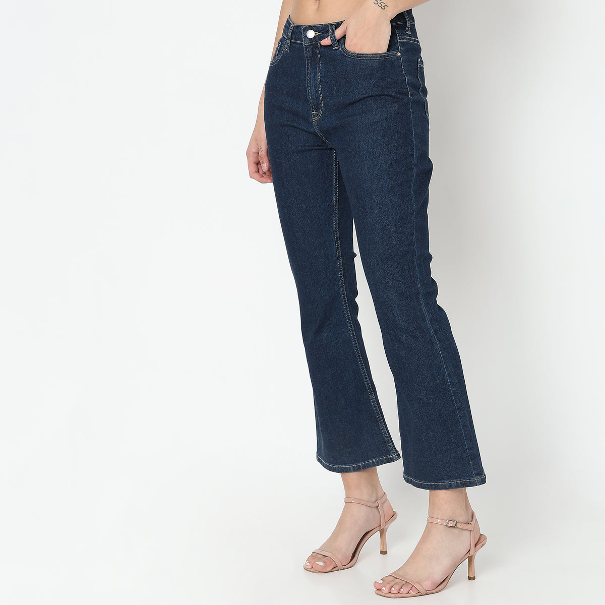 Boot Cut Solid High Rise Jeans