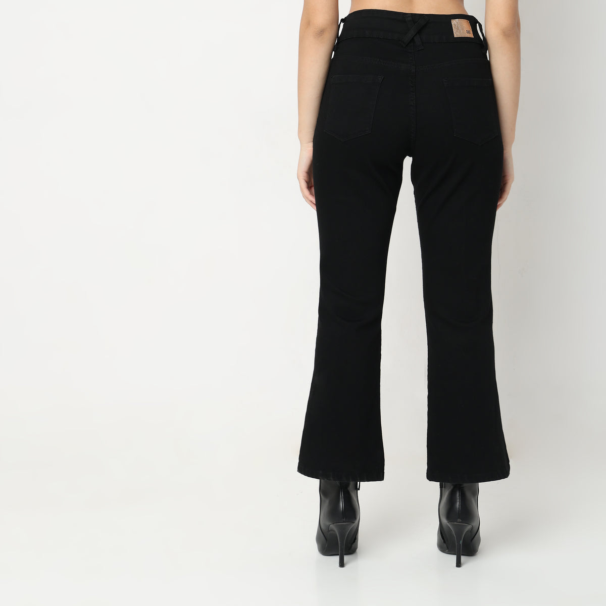 Boot Cut Solid High Rise Jeans