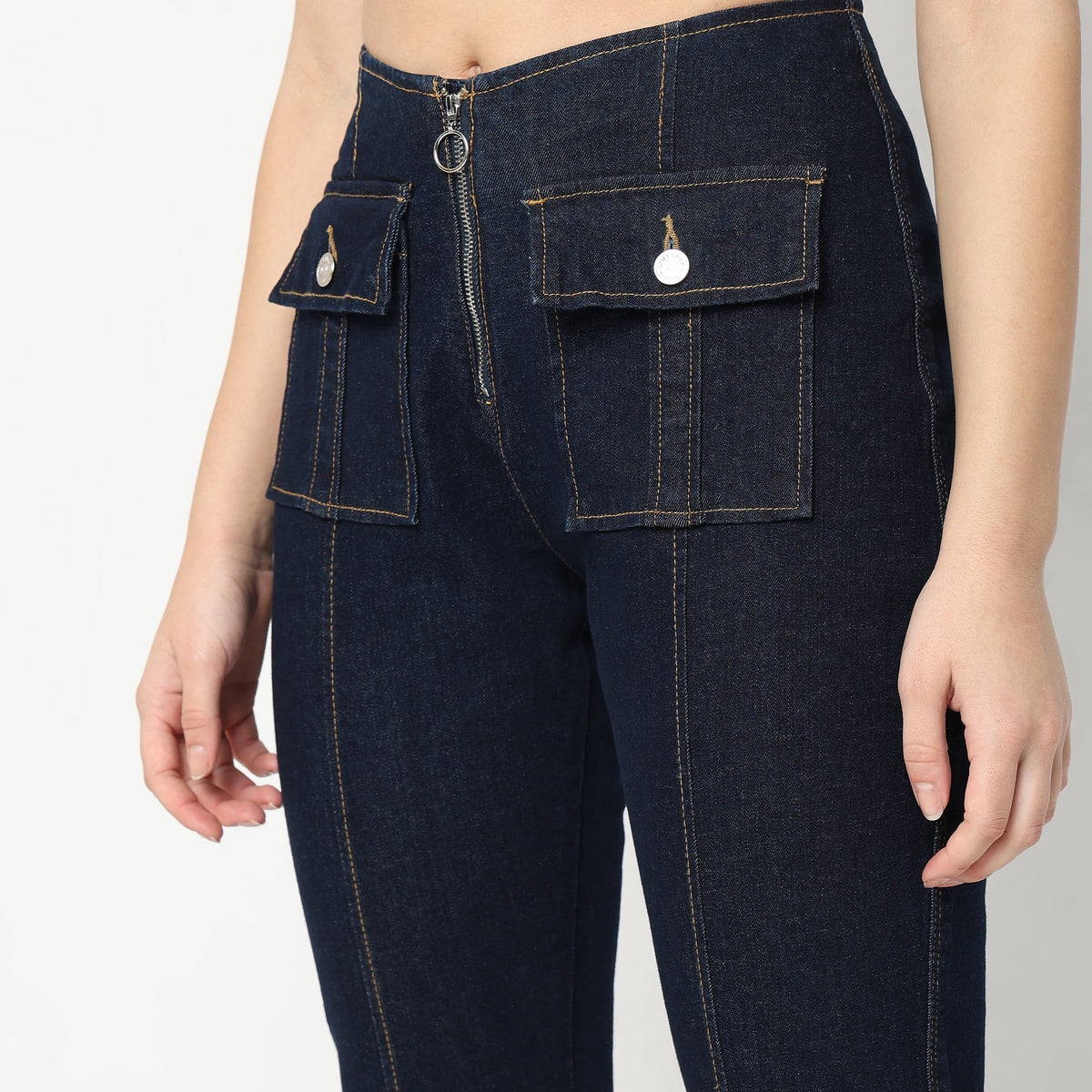 Boot Cut Solid High Rise Jeans