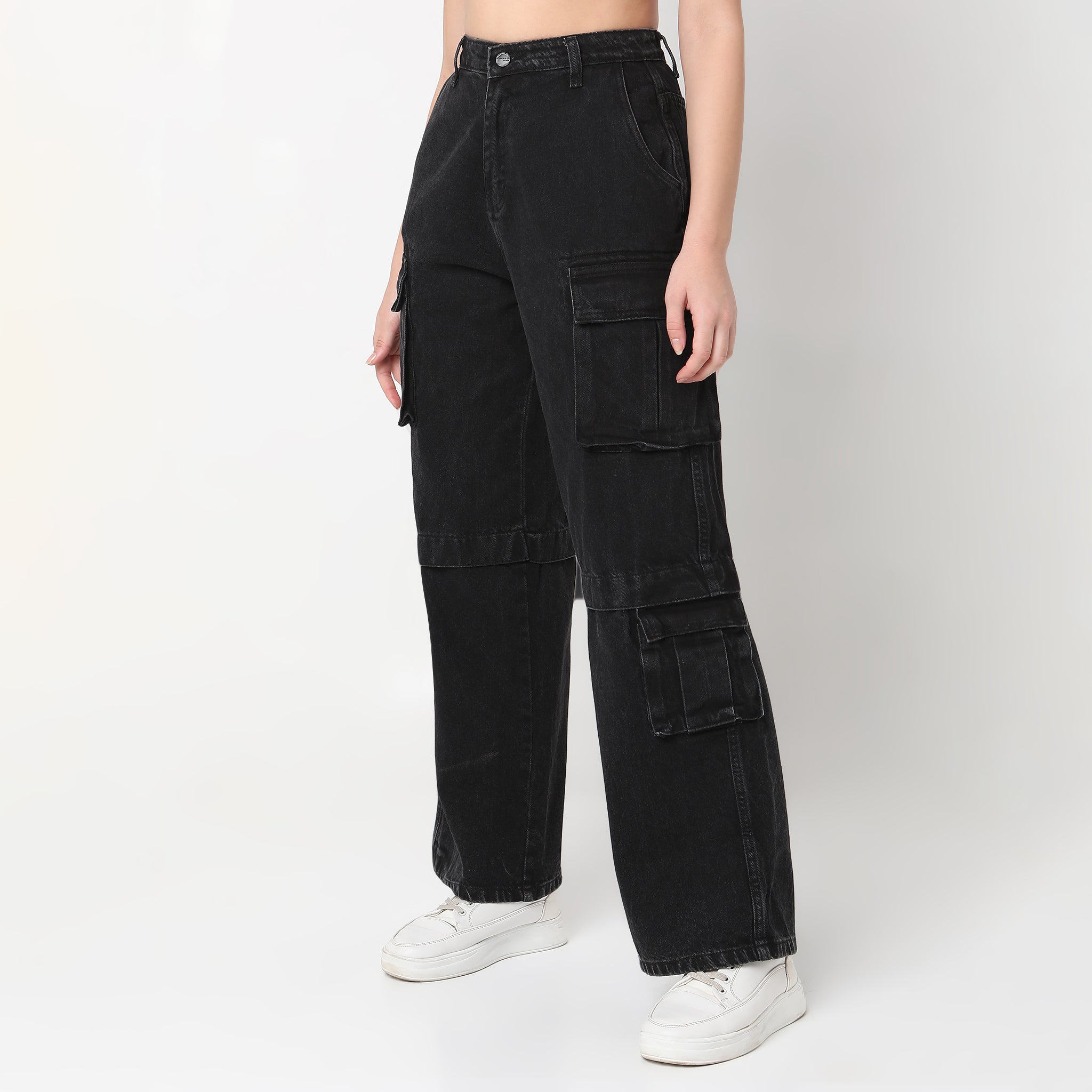 Regular Fit Solid High Rise Jeans