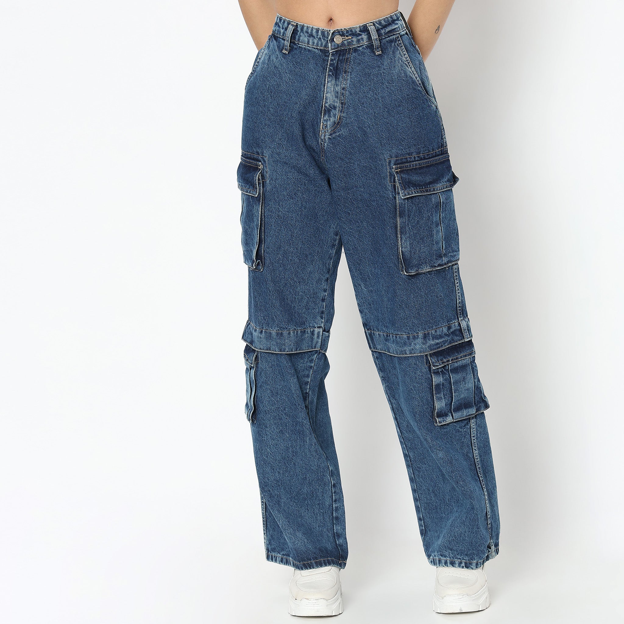 Regular Fit Solid High Rise Jeans