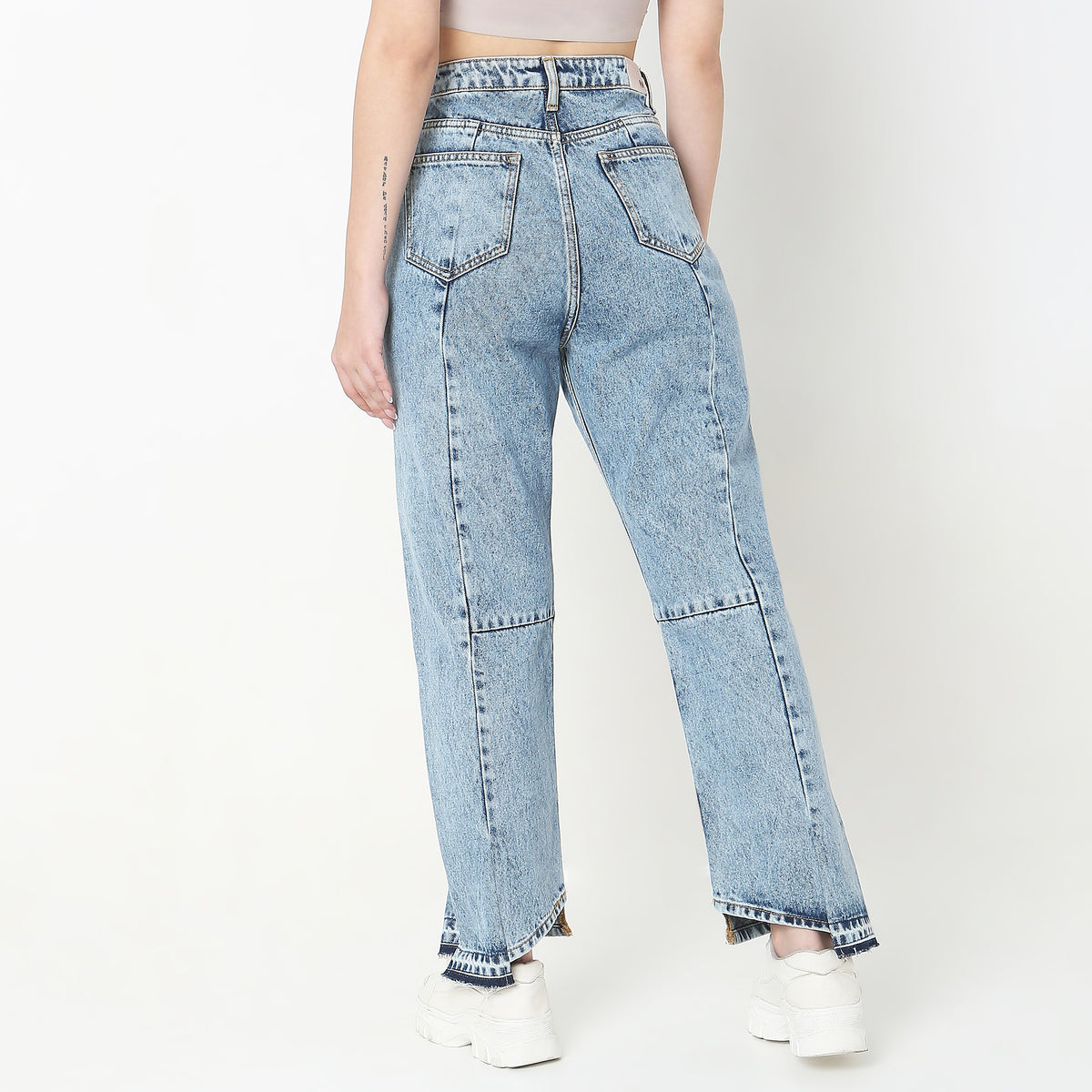 Straight Fit Solid High Rise Jeans