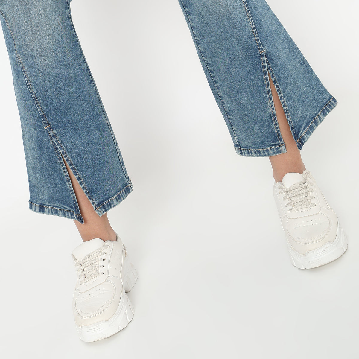 Boot Cut Solid High Rise Jeans