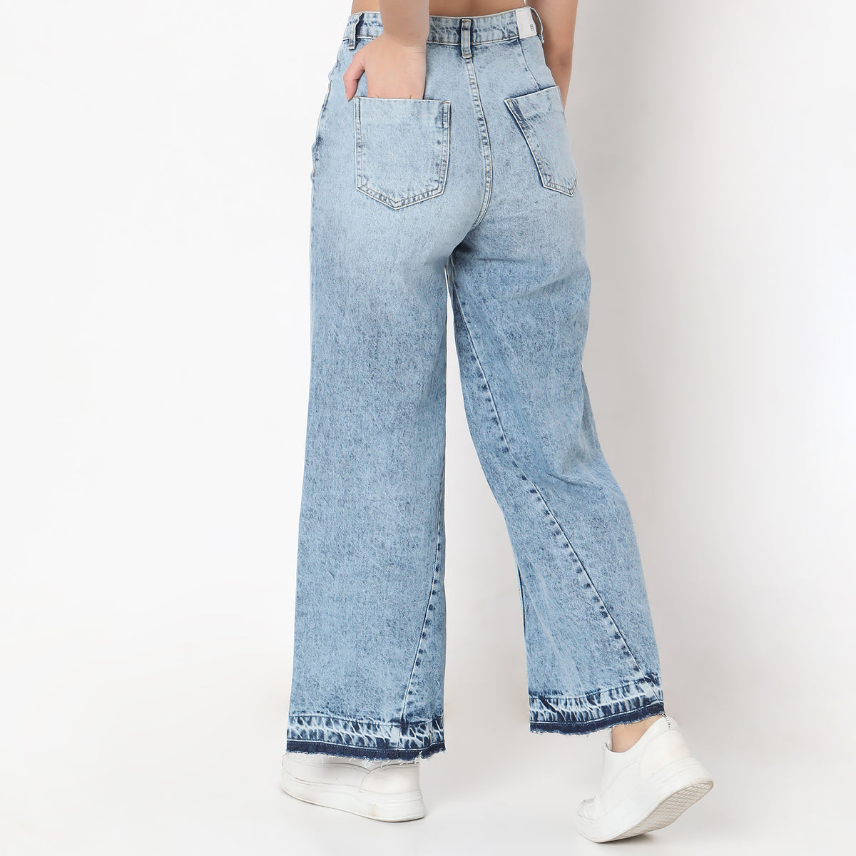 Flare Fit Solid High Rise Jeans