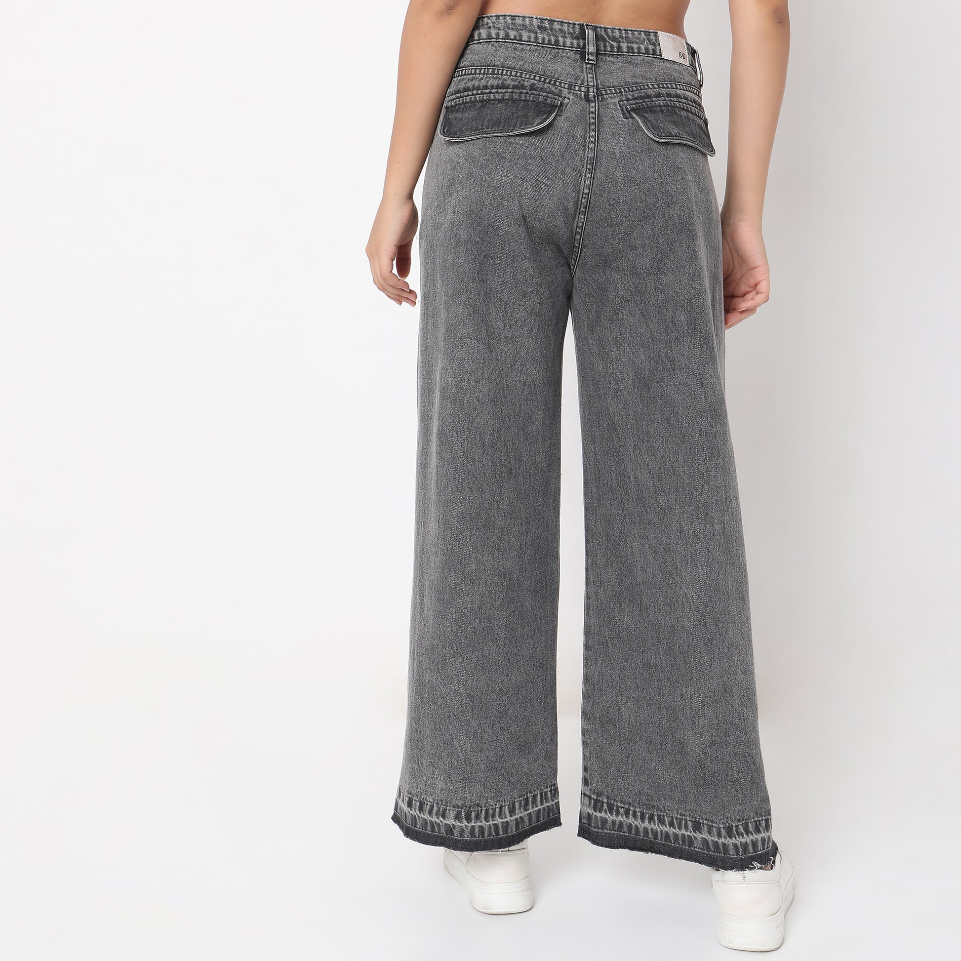 Flare Fit Solid High Rise Jeans