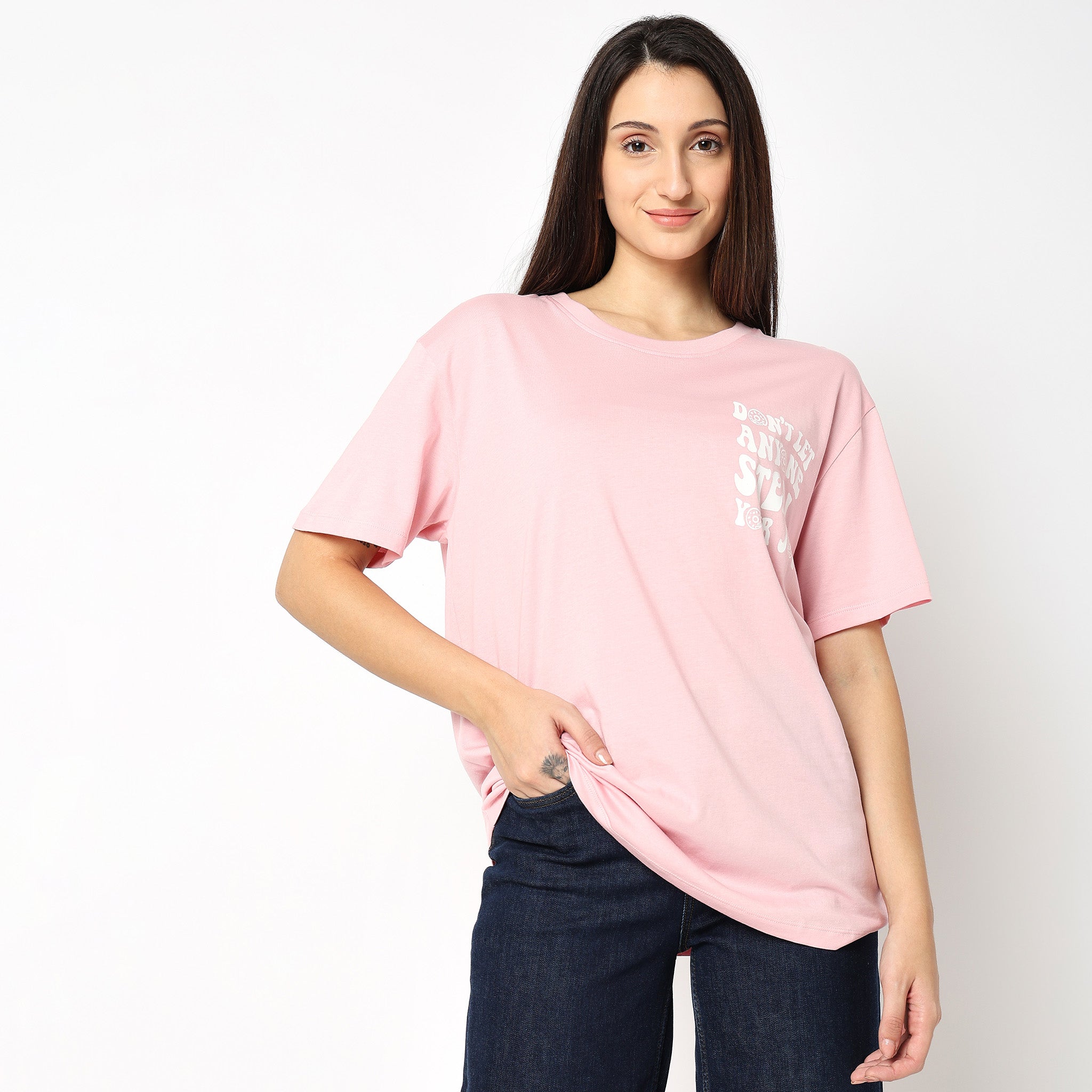 Women Wearing Oversize Graphic T-Shirt