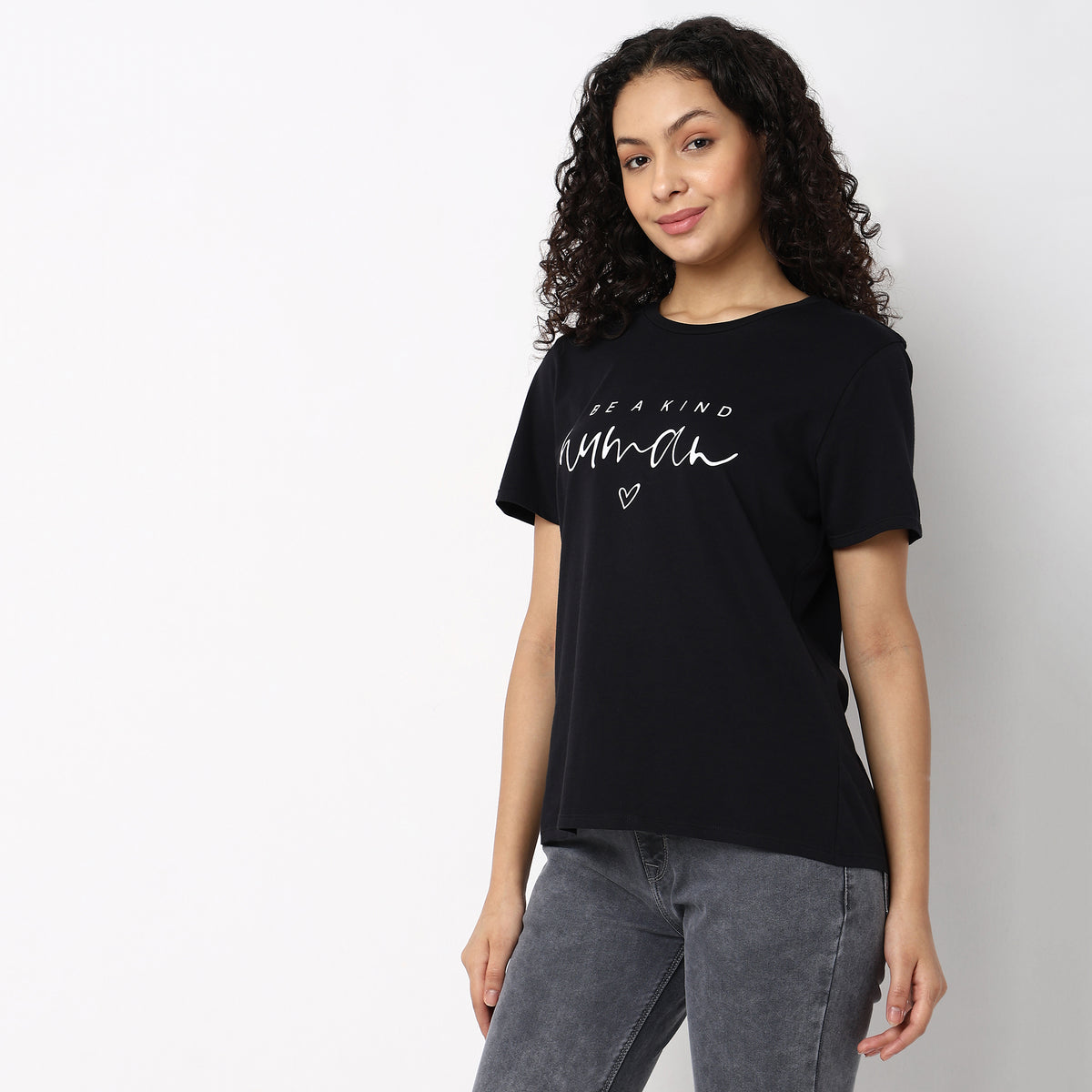 Women Wearing Regular Fit Graphic T-Shirt