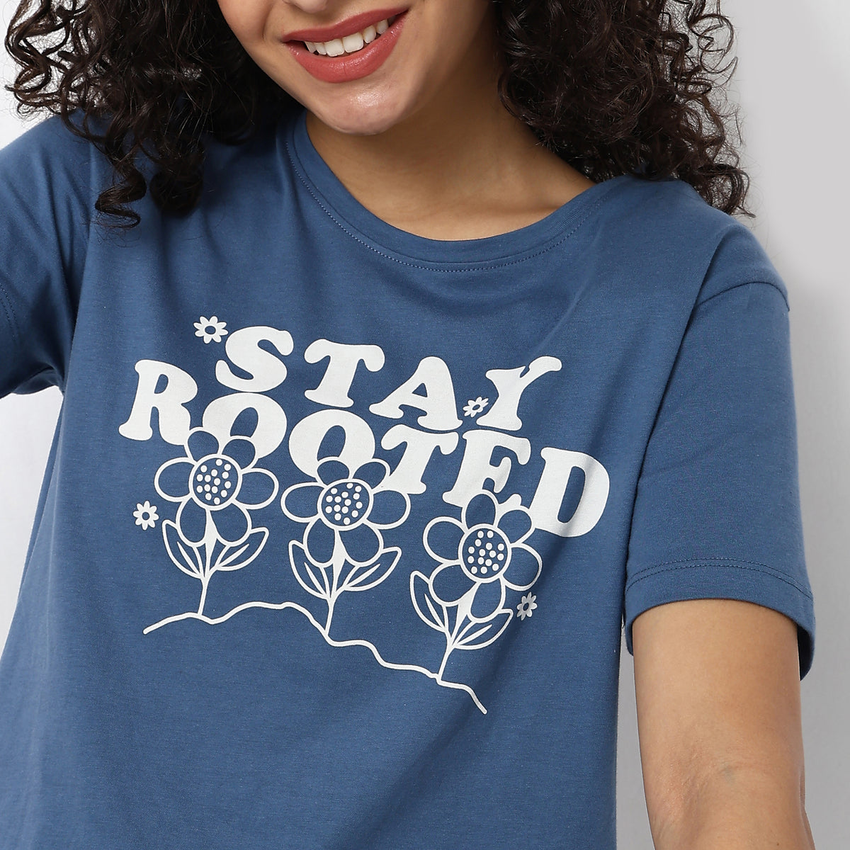 Women Wearing Regular Fit Graphic T-Shirt