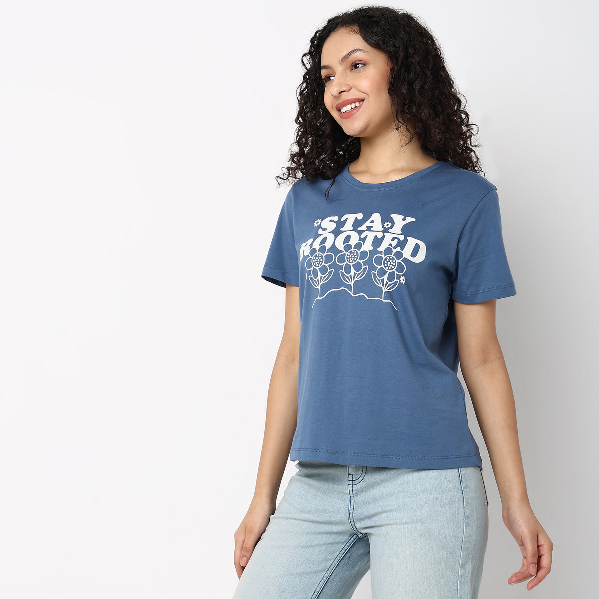 Women Wearing Regular Fit Graphic T-Shirt