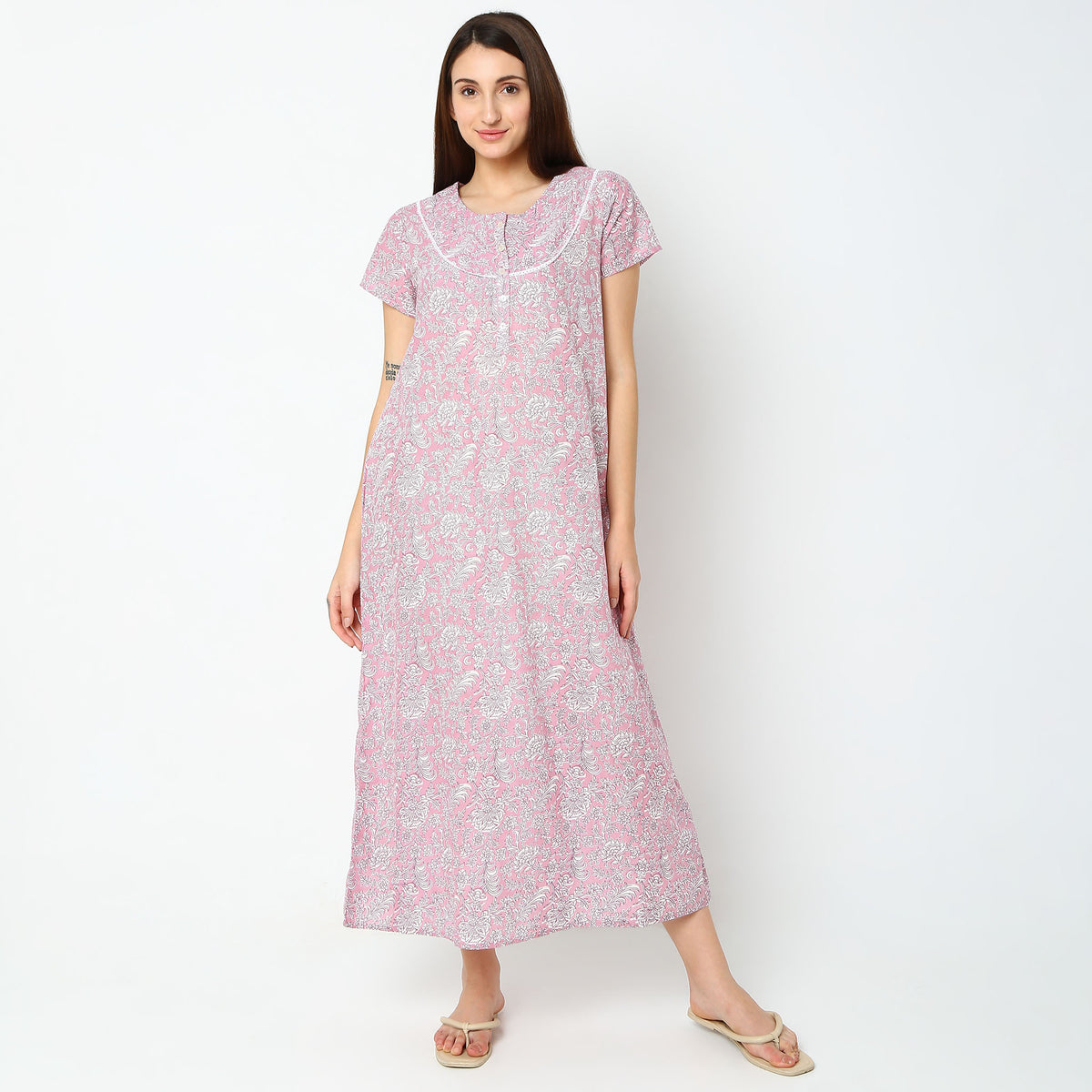 Regular Fit Printed Long Gown