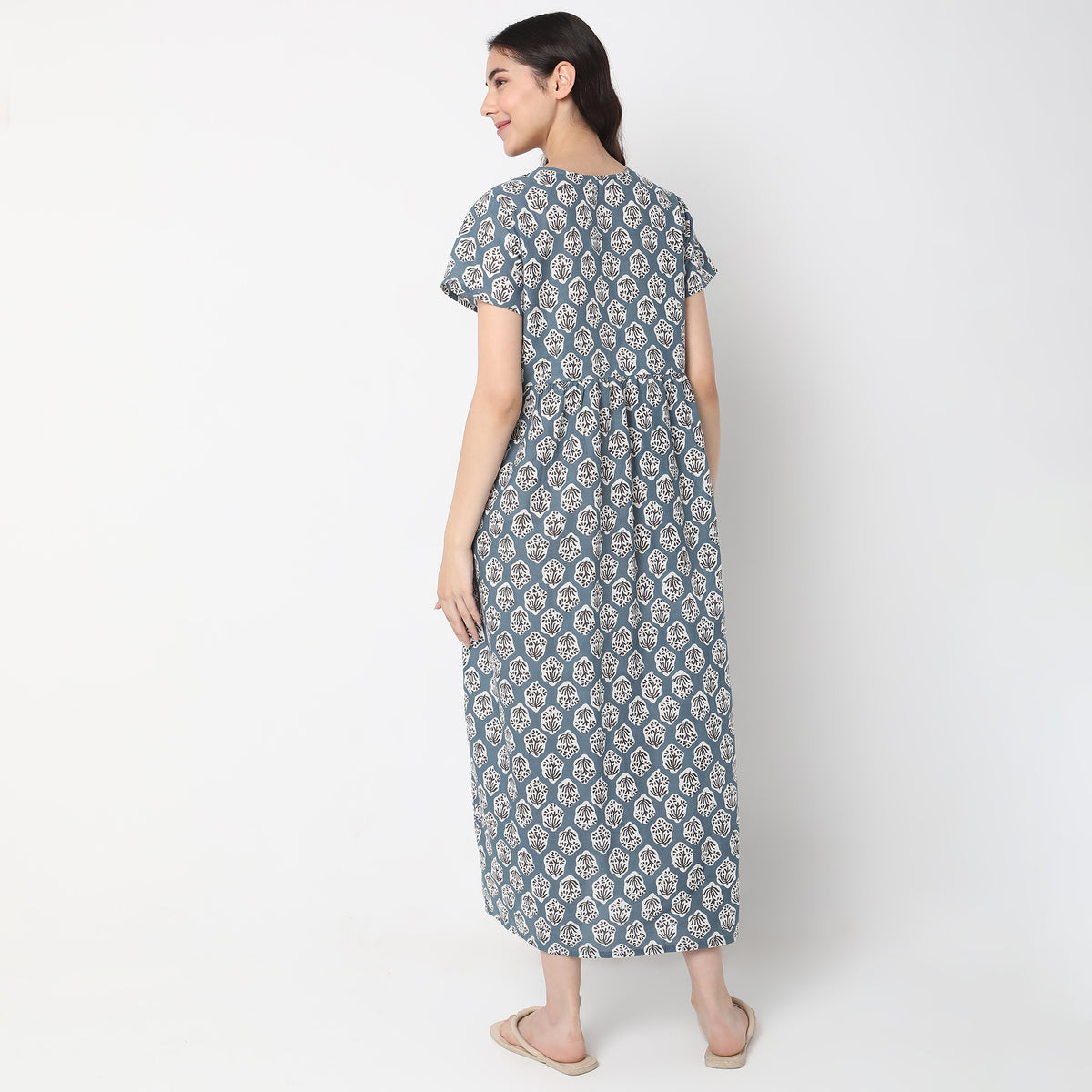 Regular Fit Printed Long Gown