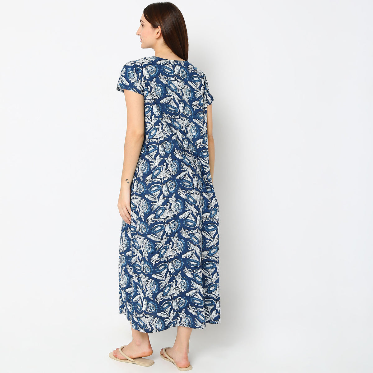 Regular Fit Printed Long Gown