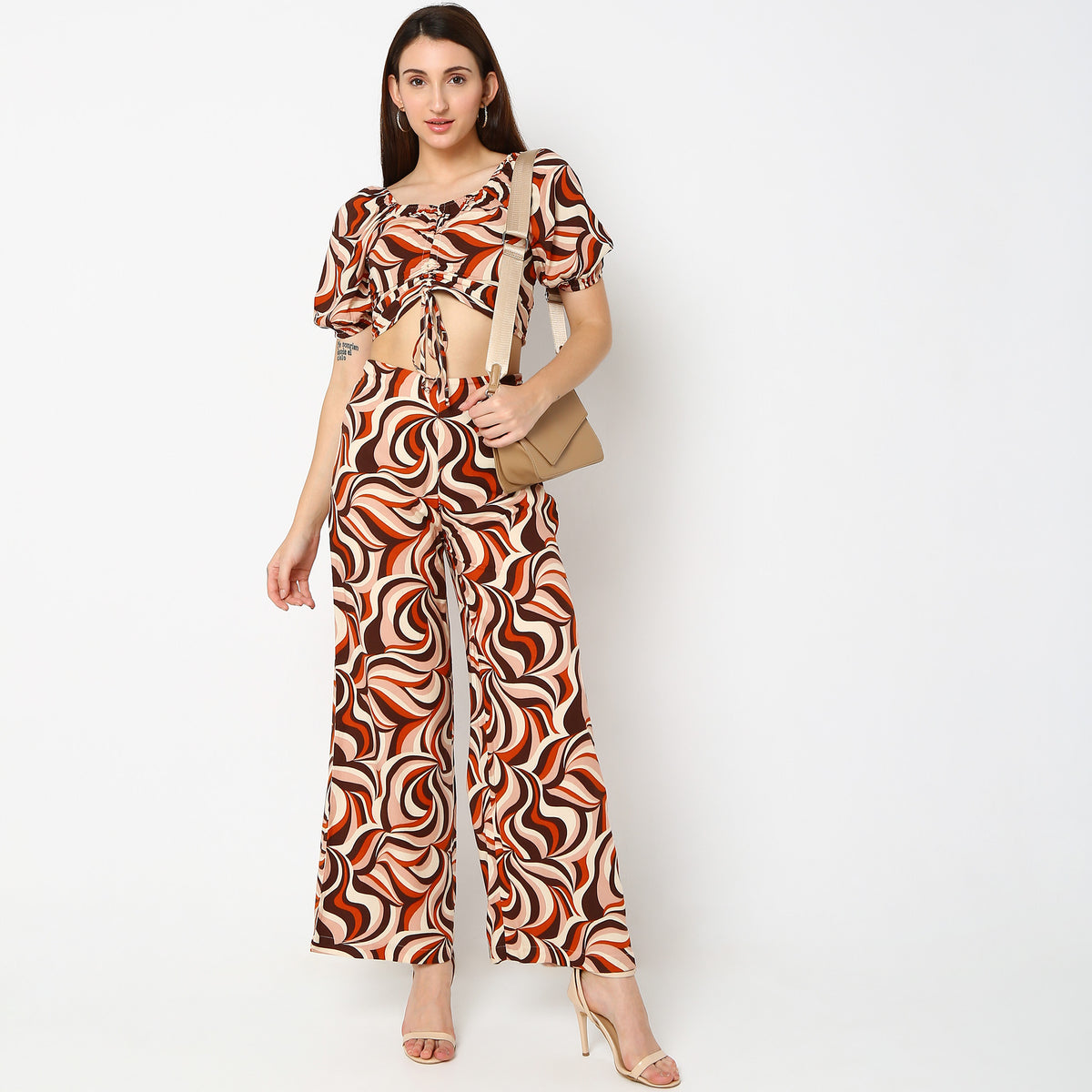 Flare Fit Printed Mid Rise Palazzos