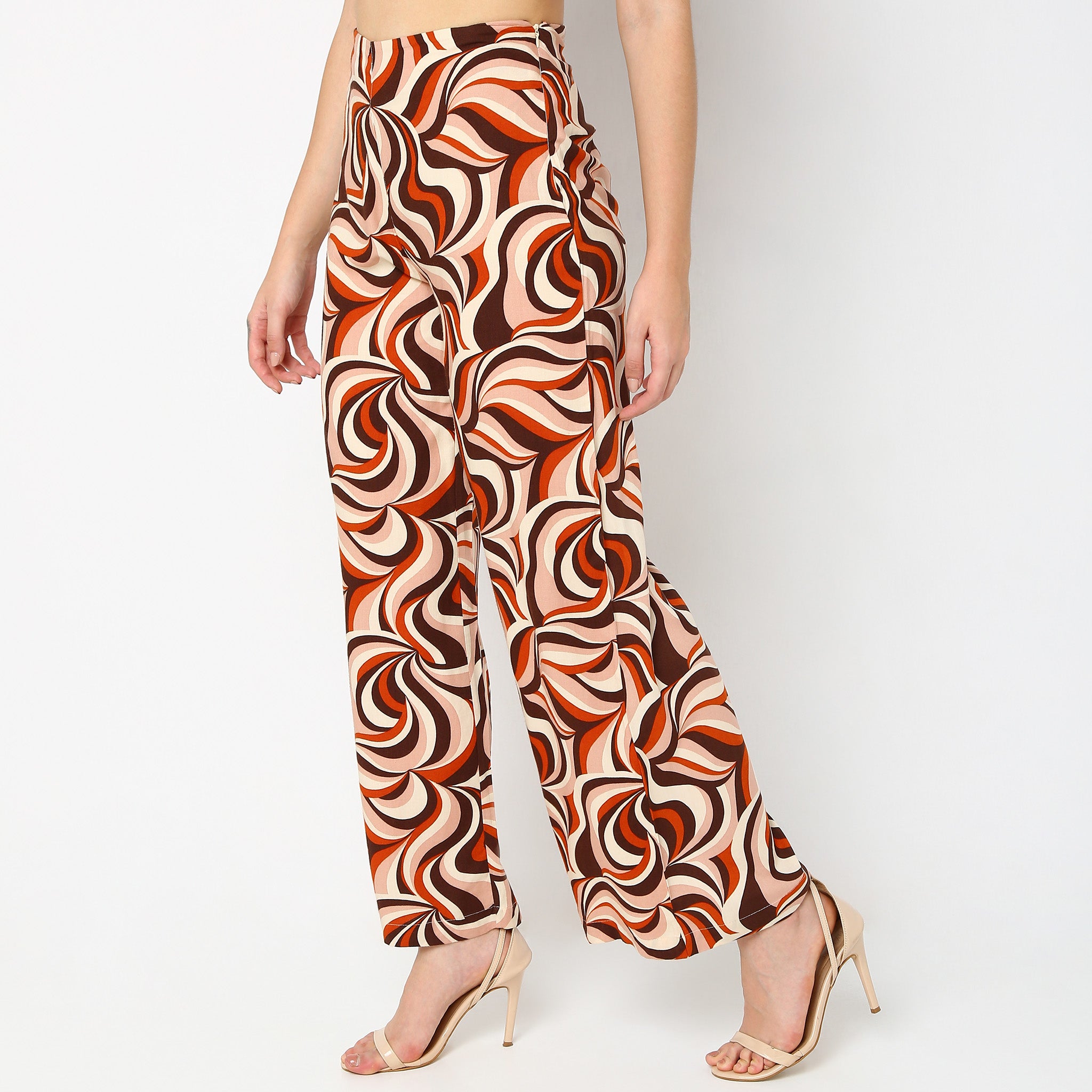 Flare Fit Printed Mid Rise Palazzos