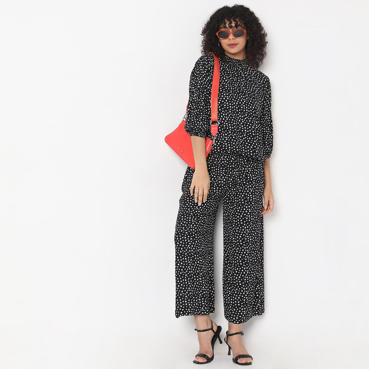 Flare Fit Polka Dot High Rise Palazzos